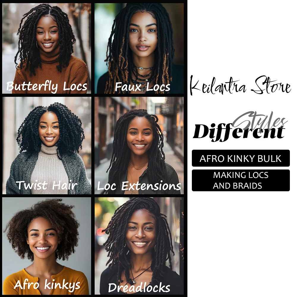 Afro Kinkys Bulk Human Hair for Dreadlock Extensions Loc Repair Braiding Twist Tight Afro Kinky Human Hair for Loc 1Packs 50/30g