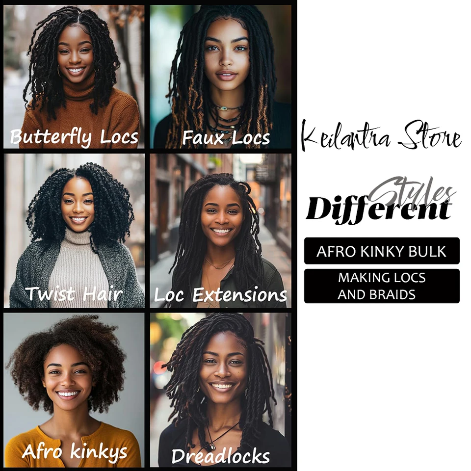 Cabello humano afro kinky a granel para extensiones de dreadlocks, reparación de locs, trenzado y giro, 1 paquete de 50/30 gramos 6