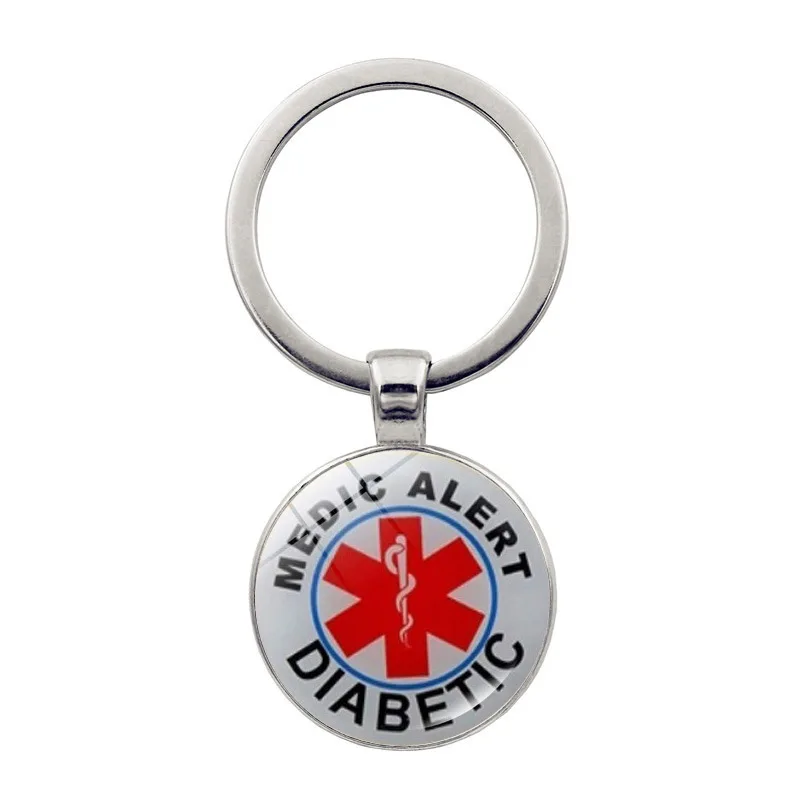 Diabetic Keychain Medical Alert for Men Women Medic Star of Life Key Pendents DIY Personalization Key Chain Jewelry Wholesal