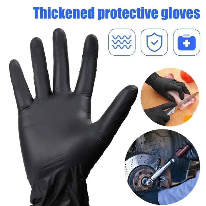 100/1PCS Disposable Gloves Black Nitrile Gloves Housework Cleaning Kitchen Dish Washing Car Industry Gardening Safety Gloves