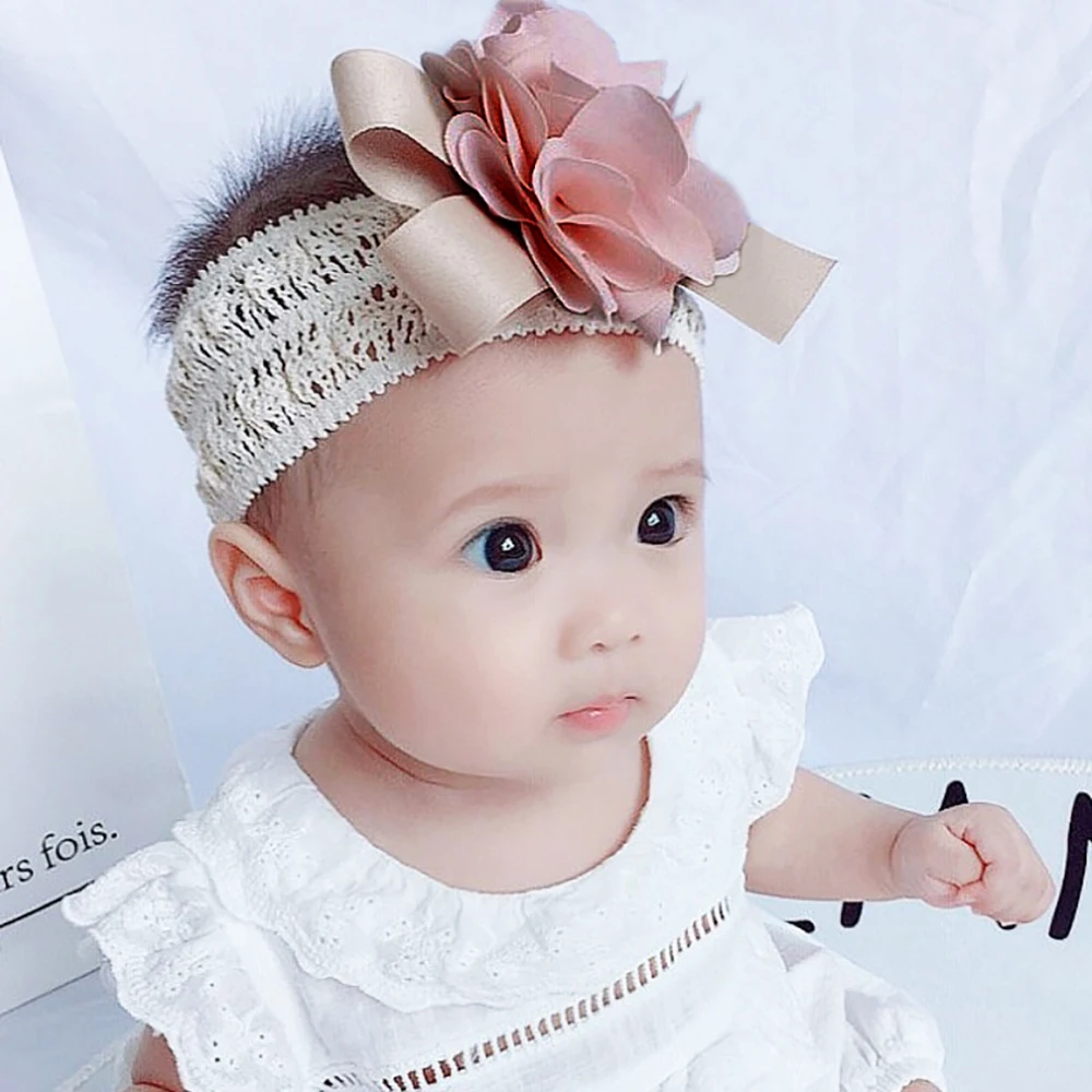 

Baby Girls Cute Headband Elastic Flower Hair Band Pink Flower Headband Hair Accessories