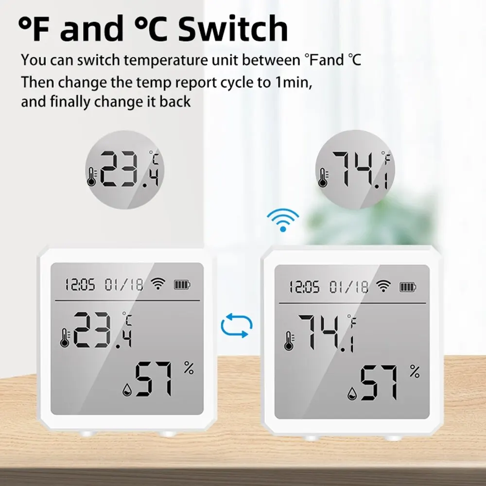 Tuya ZigBee Temperatur-und Feuchtigkeit sensor Smart Life Tuya Digital anzeige Wireless Thermometer Sensor Unterstützung Alexa Google
