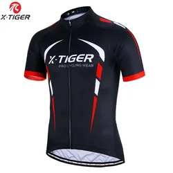 X-TIGER  Cycling Jersey Summer Mountain Polyester Full Zipper Bicycle Shirt Racing Bike Clothes Anti-sweat Cycling Clothing