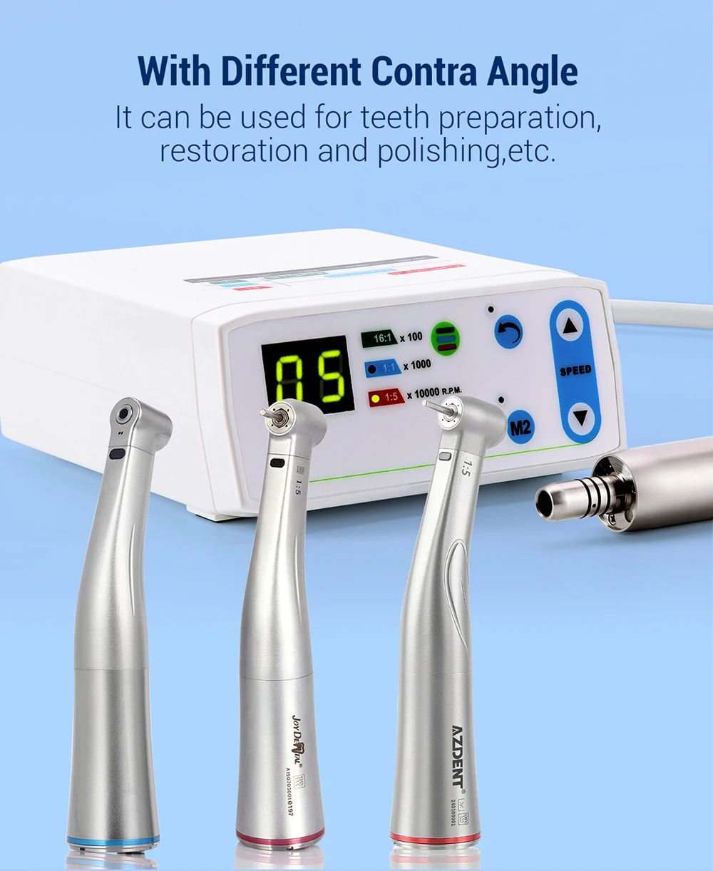 AZDENT Dental Elektrischer Mikromotor mit LED-Faseroptik, bürstenlos, interner Spray, passend für 1:1, 1:5, 16:1 Niedriggeschwindigkeits-Handstücke, klinisch – Detail 16