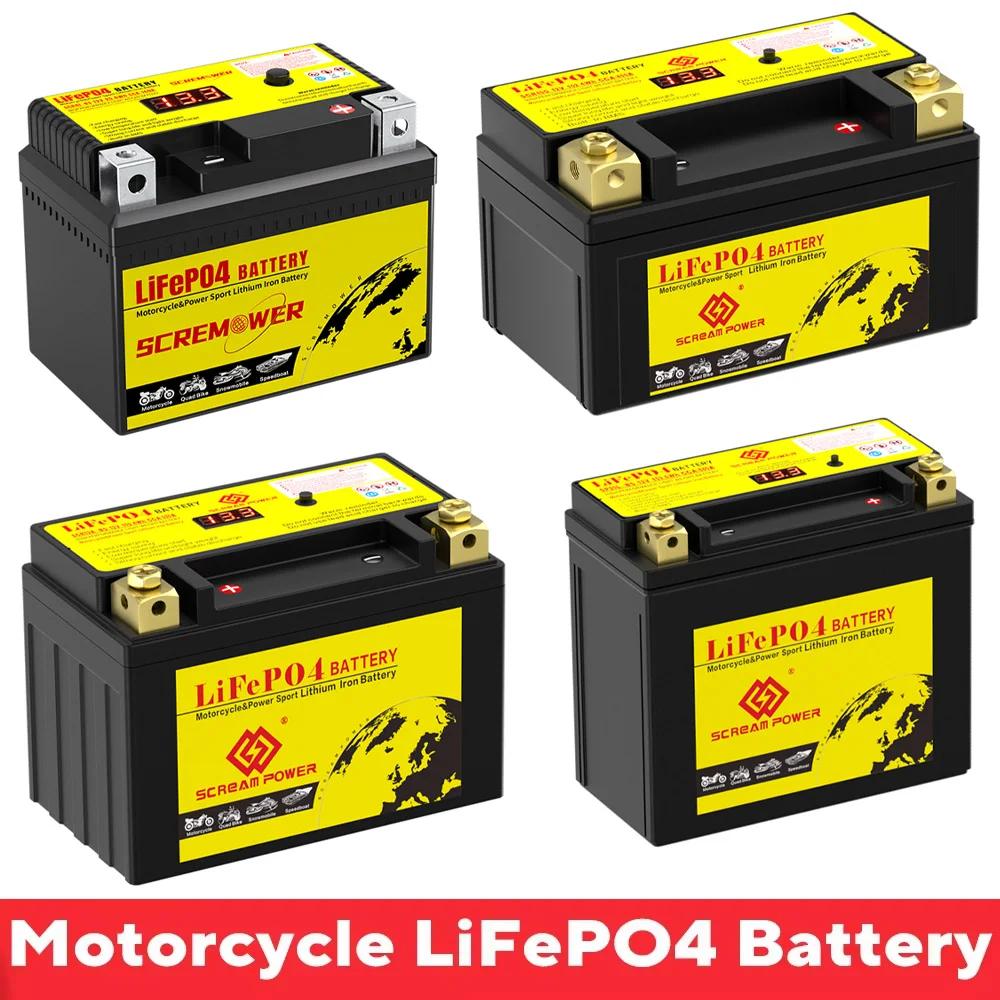 Batería de motocicleta 12V LiFePO4 batería de arranque de litio con BMS sin mantenimiento 4Ah 6Ah 8Ah 12Ah bateria moto ATV UTV
