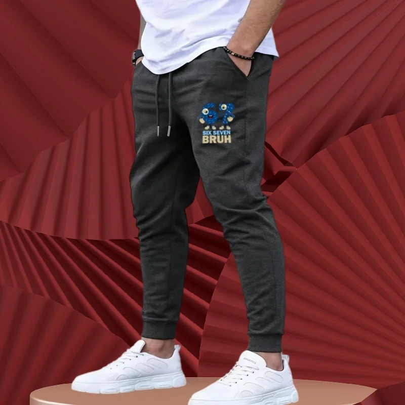 

Autumn And Winter Men's Jogging Elastic Waist Slim Fit Sports Pants Slim Fit Men's Jogging Pants Cartoon Flower Casual Street We