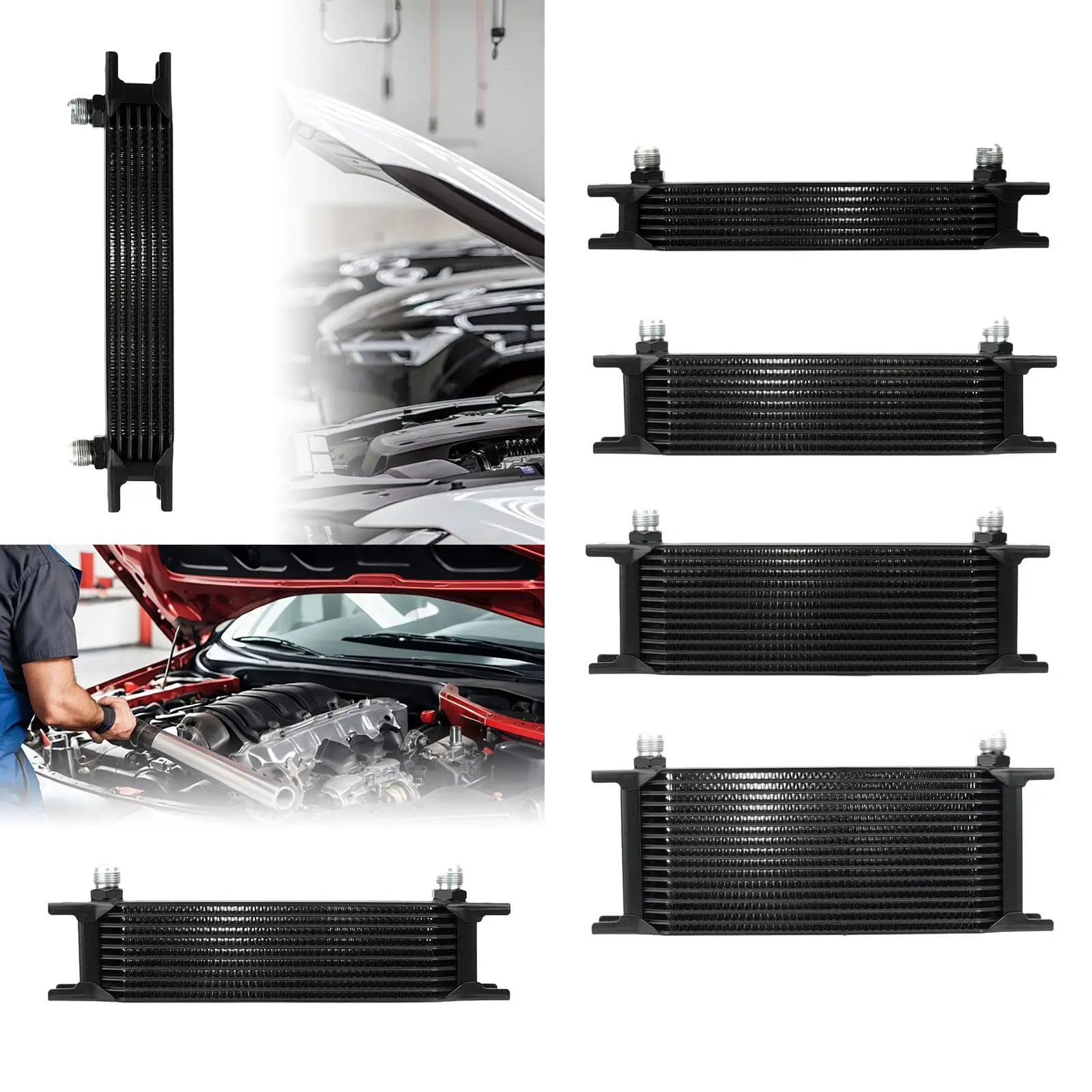 

Compact Aluminum Oil Cooler Stacked Plate Assembly for Trailer RV Truck Transmission and Engine Temperature Control