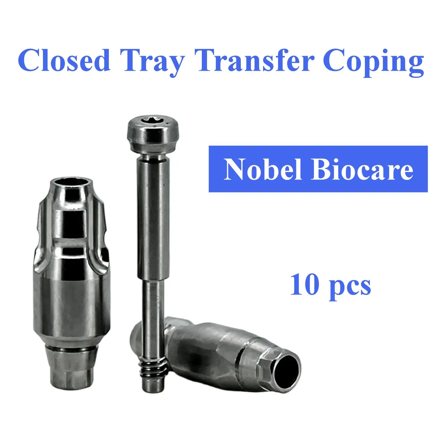 10Pcs Dental Impression Closed Tray Transfer Coping Fits Nobel Biocare Fixtures Titanium Posts With Central Screws Supplies Tool