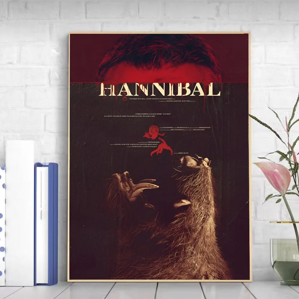 American Hot Horrible TV Series Movie Hannibal Vintage Poster Self-adhesive Art Poster Retro Sticker DIY Room Vintage Decorative