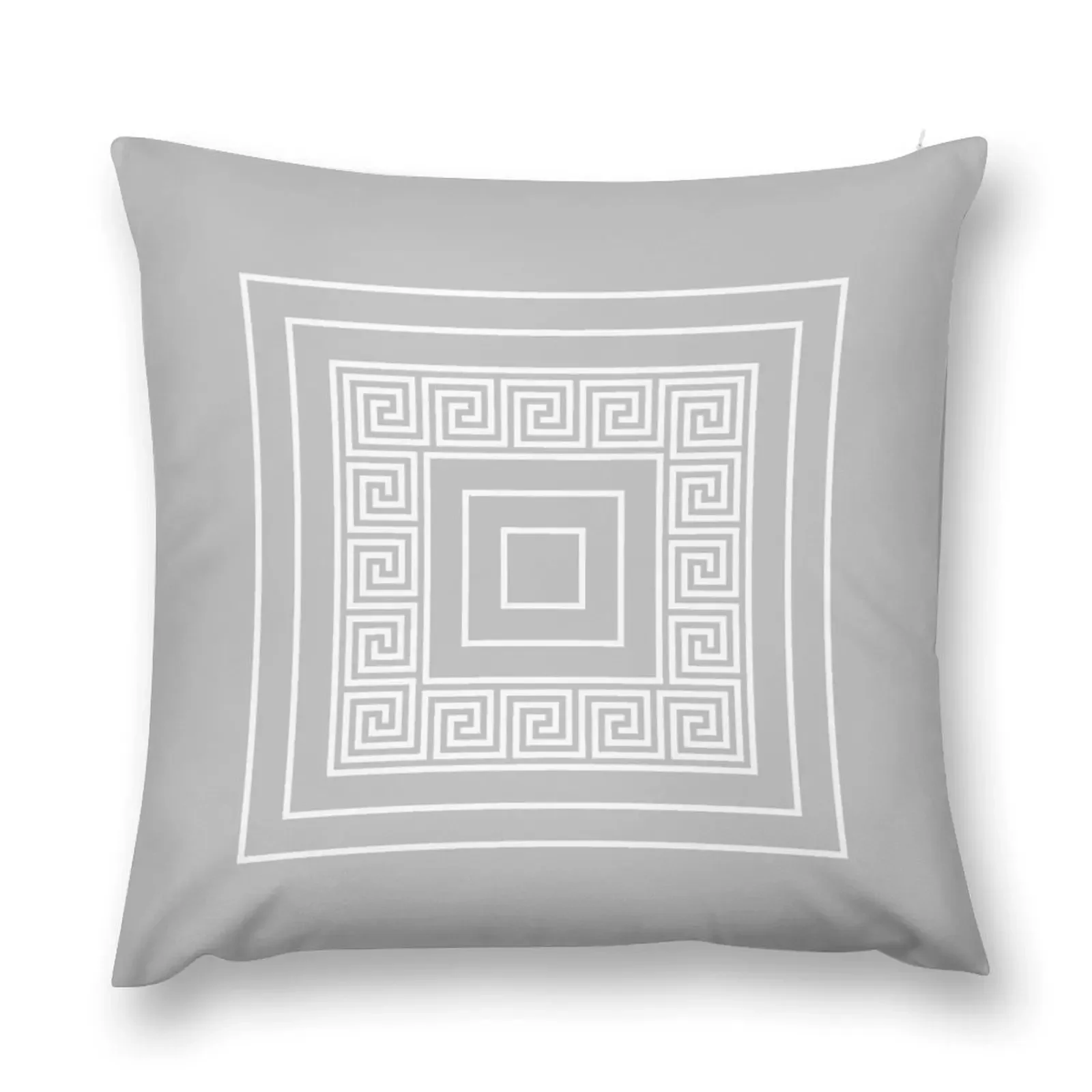 Silver Gray Greek Key Meander Framed Squares Throw Pillow Couch Cushions Sofa Covers For Living Room Sofa Covers pillow