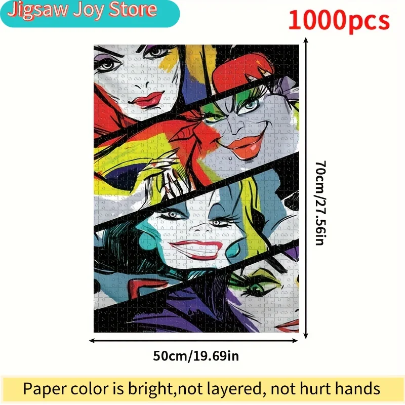 1000피스 퍼즐 DIY 선물 악당 우르술라 크루엘라 말레피센트 악의 여왕 휴일 선물 캐주얼 퍼즐 게임룸 홈 월 데코