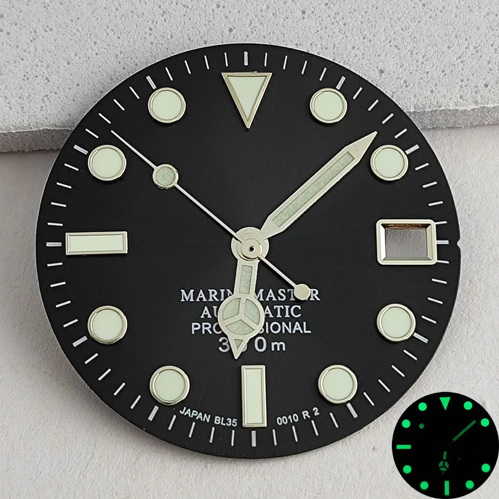 NH35 watch dial 28.5mm silver rose gold index NO logo suitable for NH35 movement 300m dial accessories customizable logo