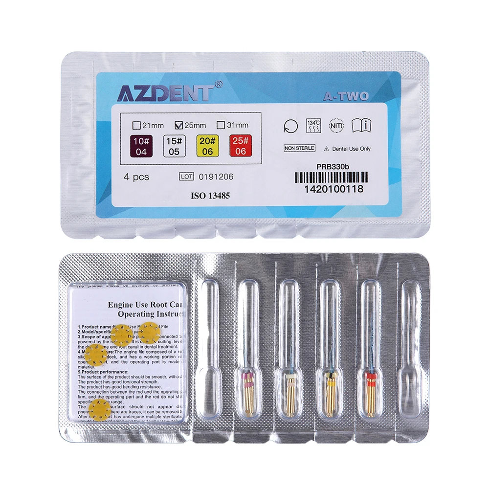 AZDENT Dental Engine Use 25mm 10#-25# NiTi Rotary File Endo Root Canal Files Dentist Tool Instrument