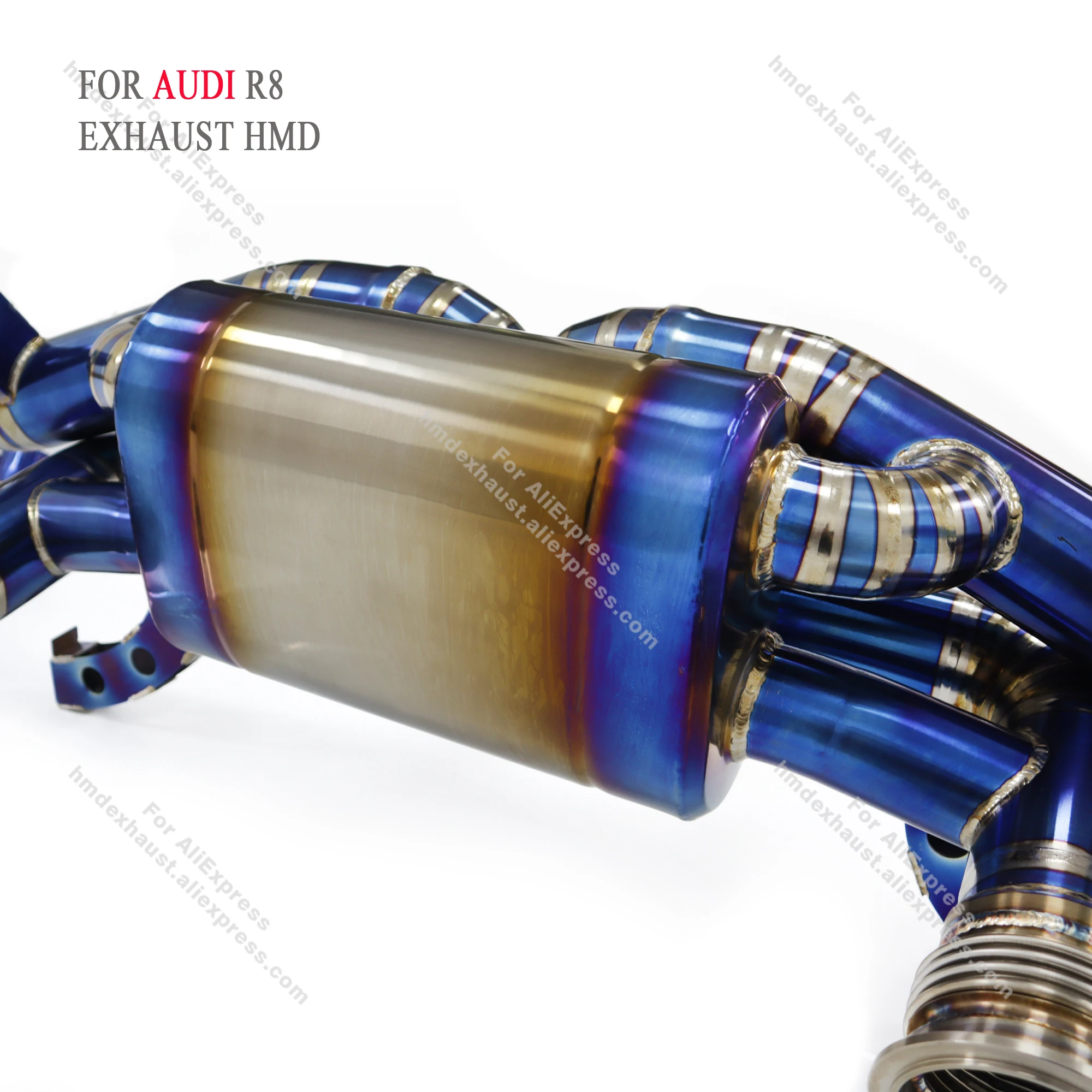 ท่อไอเสียคุณภาพสูงสำหรับ AUDI R8 5.2L ปี 2013-2016 ระบบไอเสียไทเทเนียม วาล์วสุญญากาศ พร้อมตัวเก็บเสียง ติดตั้งแบบไม่ทำลาย HMD
