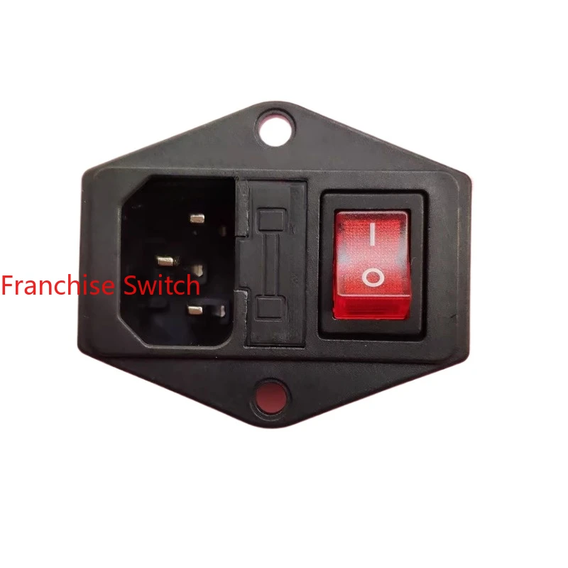 10PCS 3-in-1 power socket with ears S-03F-11S  red light switch 10A250V