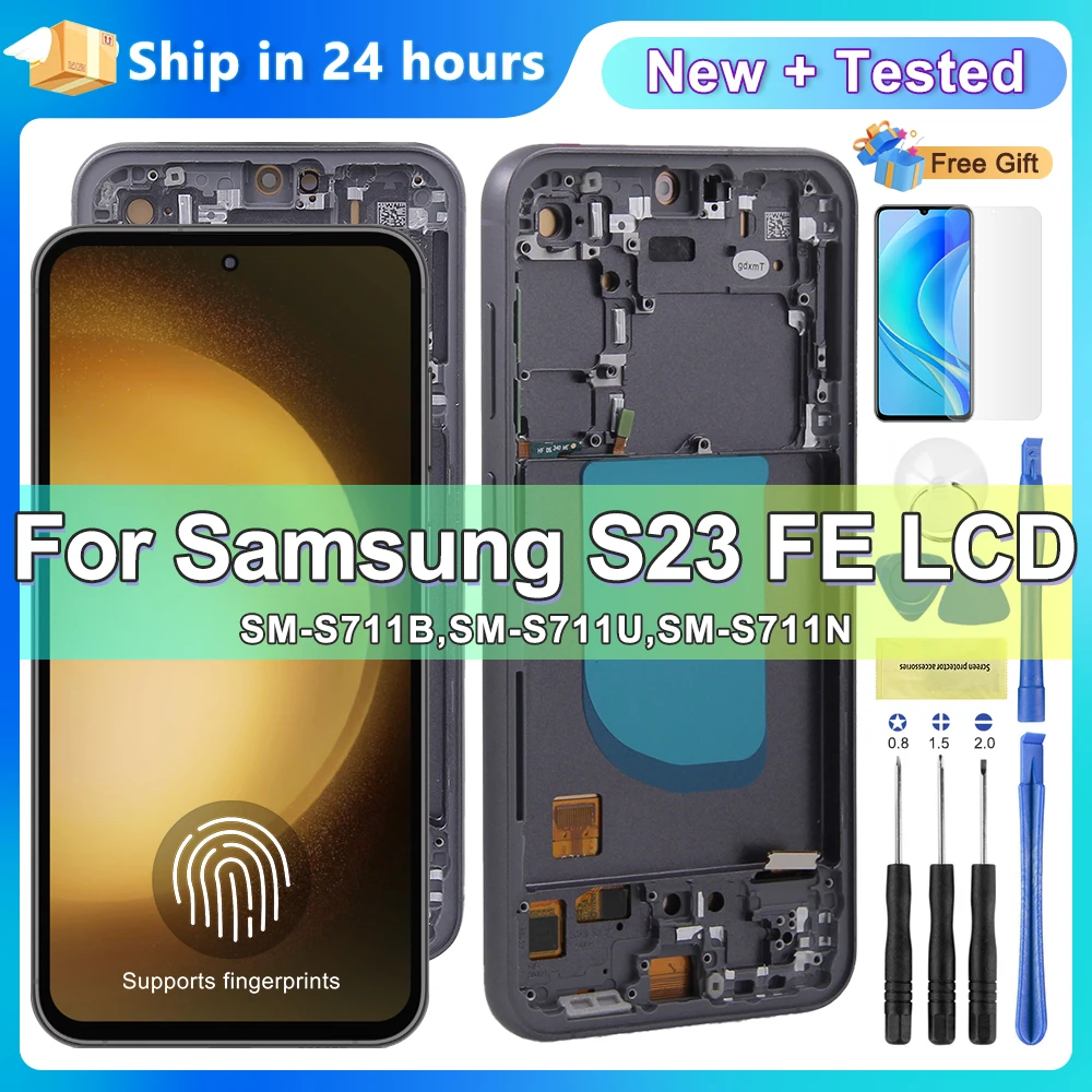 AMOLED For Samsung Galaxy S23 FE S711B S7110 S711U Display Touch Screen Assembly Repair Parts For Samsung S23 FE LCD Screen