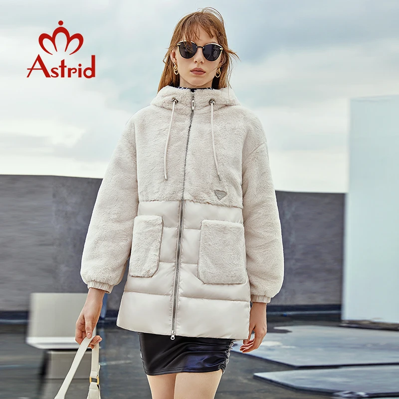 Astrid 2022 Winter New Collection Coat Women\'s Stand Collar Hooded Windproof Long Jacket  Hight Quality Female Outwear ZR-20170