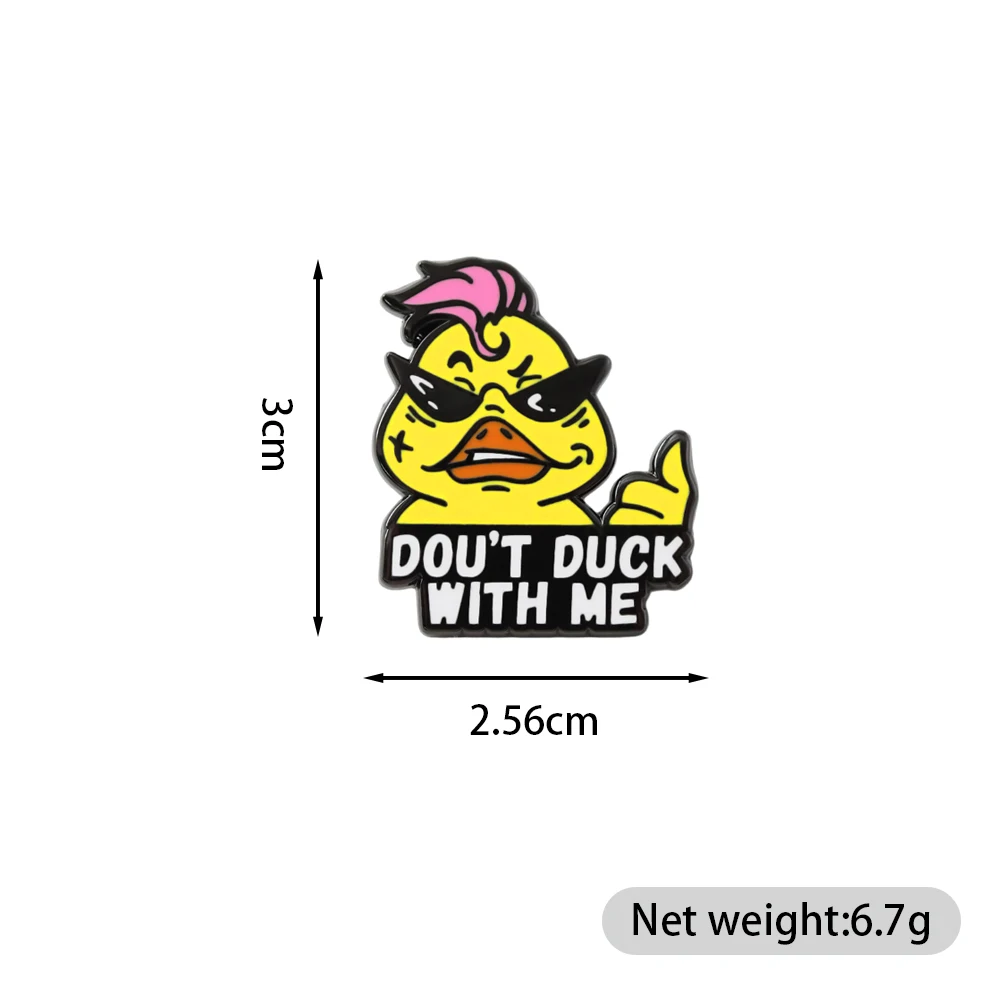 Coole Angry Duck „Don't Duck With Me“ Brosche Lustige Sonnenbrillen-Ente Anstecknadel Humorvolles Zitat Accessoires Modeschmuck Geschenk – Detail 3