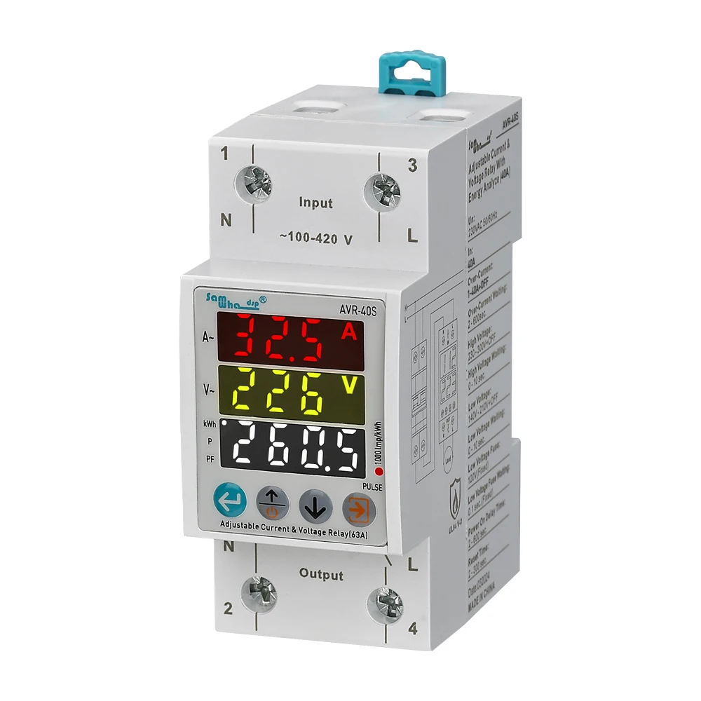 Samwha-Dsp AVR-XXS Adjustable Voltage and Over-current Protection Relay With Energyzer Analy 40A,63A