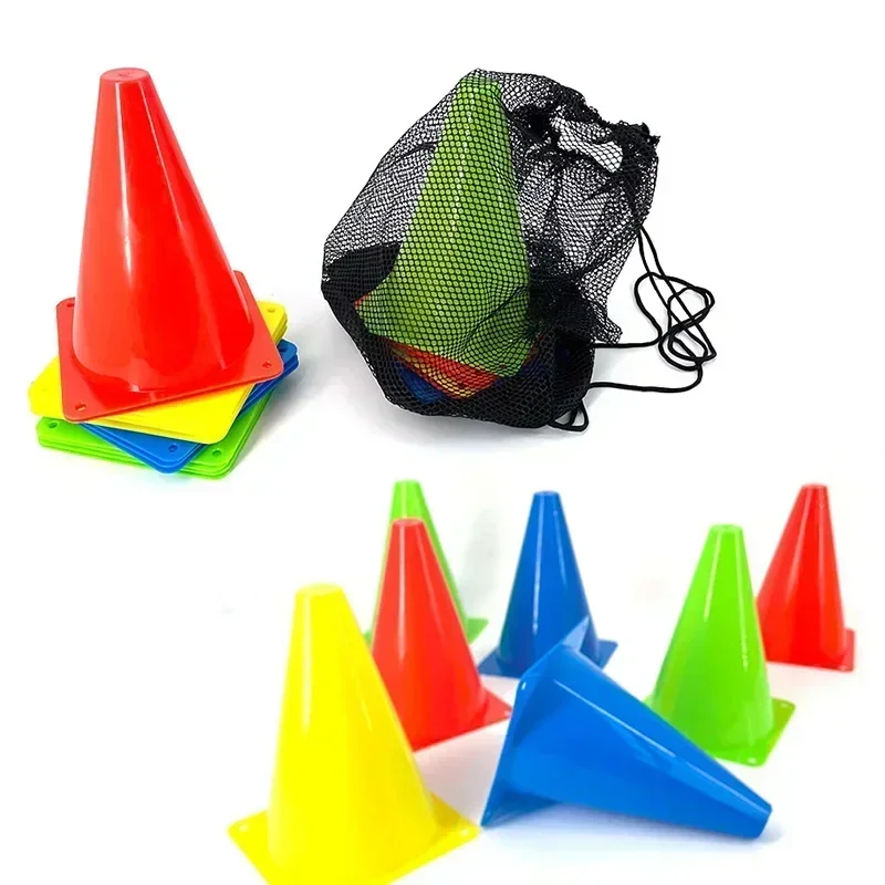 Cubo de señal de 5 uds., 18CM, barrera de 6 pulgadas, cono de entrenamiento plano para carretera de fútbol, pila de rodillo, copa de marcado Springback, símbolo, accesorios deportivos
