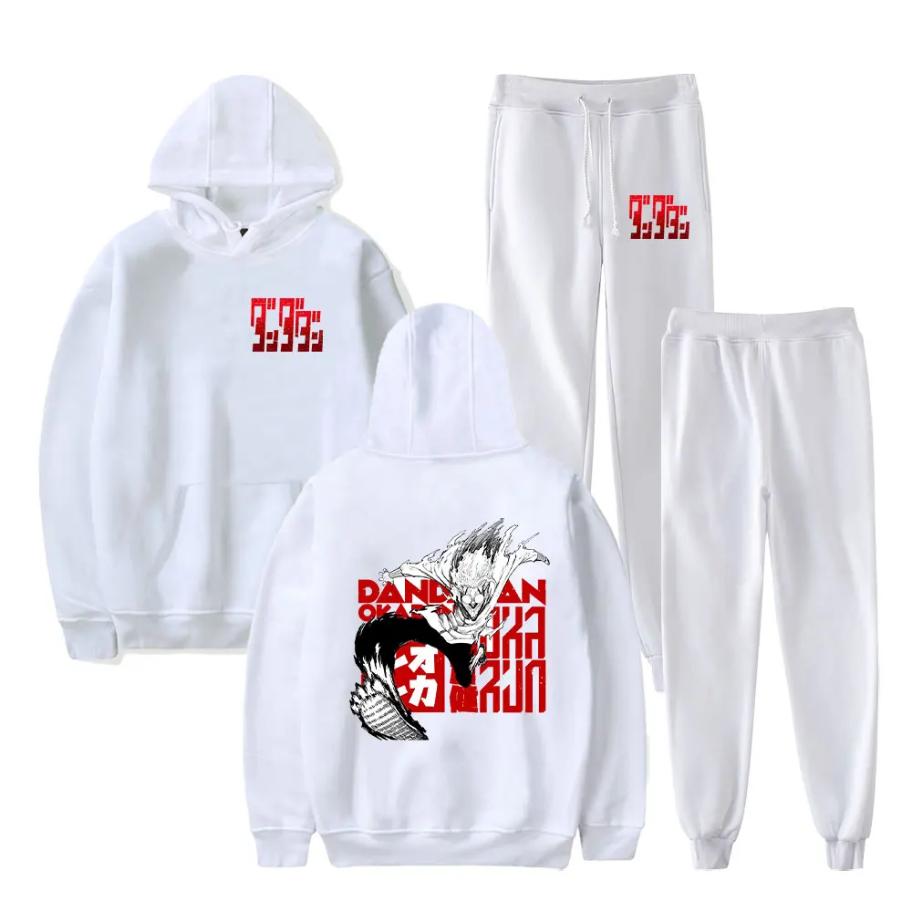 Anime Dandadan Okarun Hoodies Jogger Pants Harajuku Sweatshirts+Sweatpants Women Men's Two Piece Set