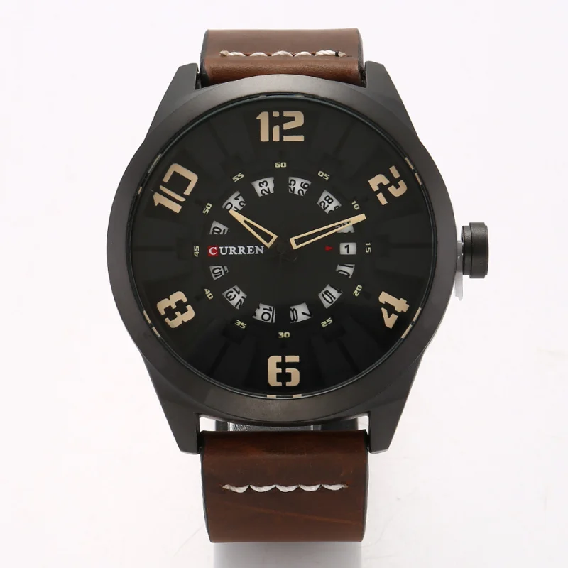 CURREN CarryanM8258Мужские часы с календарем, мужские часы, кварцевые часы с кожаным ремешком, водонепроницаемые кварцевые мужские часы