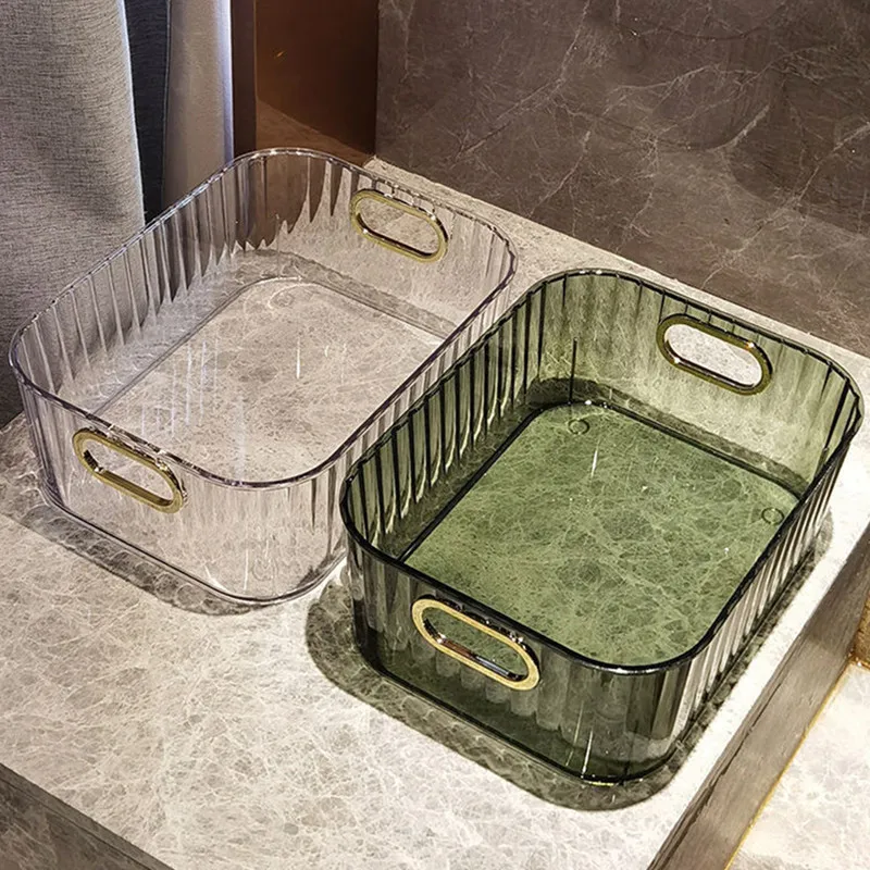 Rechteckige Desktop-Kosmetik-Aufbewahrungsschublade Stapelbare Aufbewahrungsbox Acryl-Regal Kleinteile-Snack-Make-up-Aufbewahrungskorb Organizer