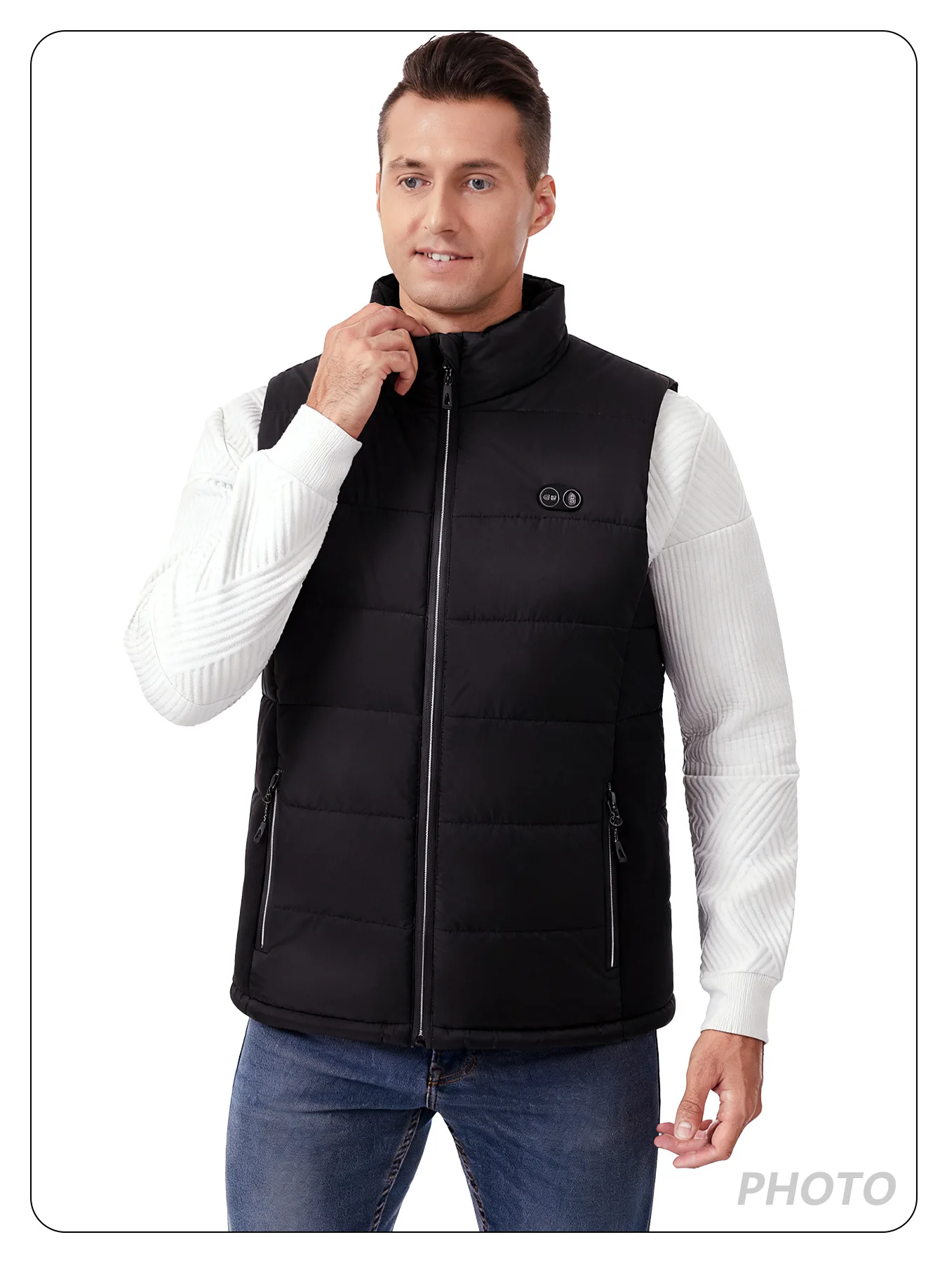 Neue Smart Heizung Weste Männer Frauen 17 Zonen Dual Control Temperatur Fleece Stehkragen USB Elektrische Thermische Winter Weste – Detail 10