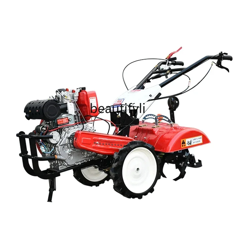 Four-wheel drive micro-tiller, small multi-functional diesel rotary tiller, trenching and paddy field tiller