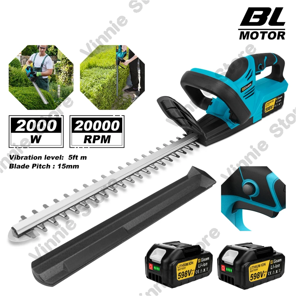 

20000RPM Brushless Electric Hedge Trimmer Lawn Mower Garden Landscaping Hedge Pruner Trimmer For Makita 18V Battery Pin