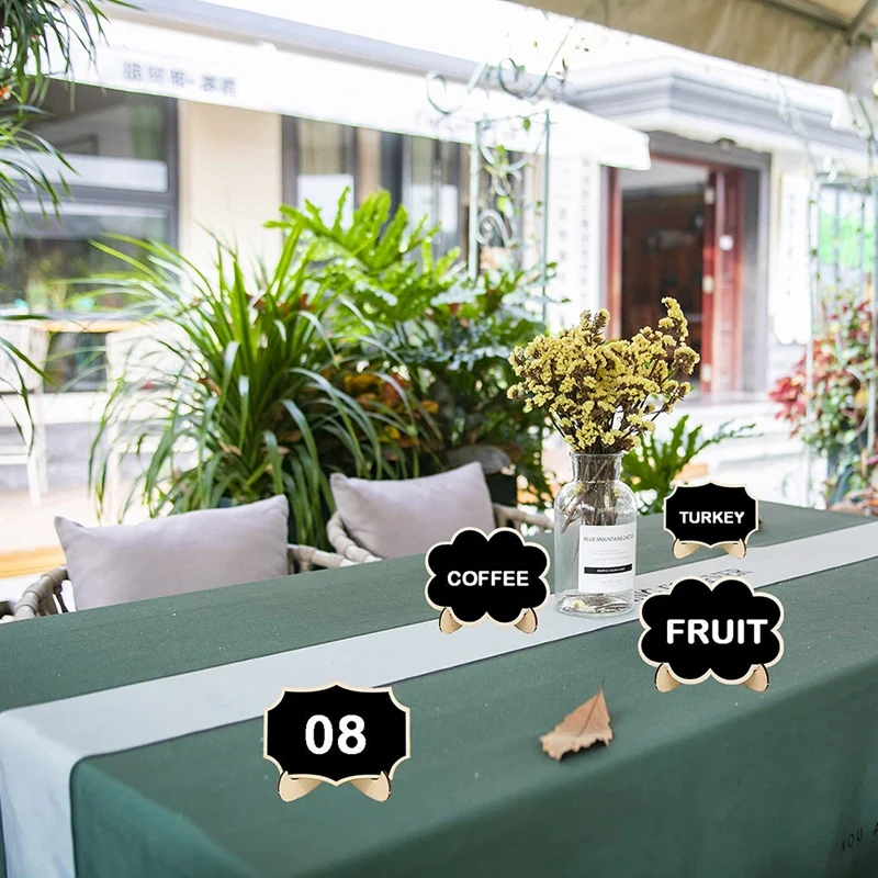 20Pcs Wood Mini Chalkboard Labels With Support Easel Stand For Birthday Parties Food Label Table Number Message Board