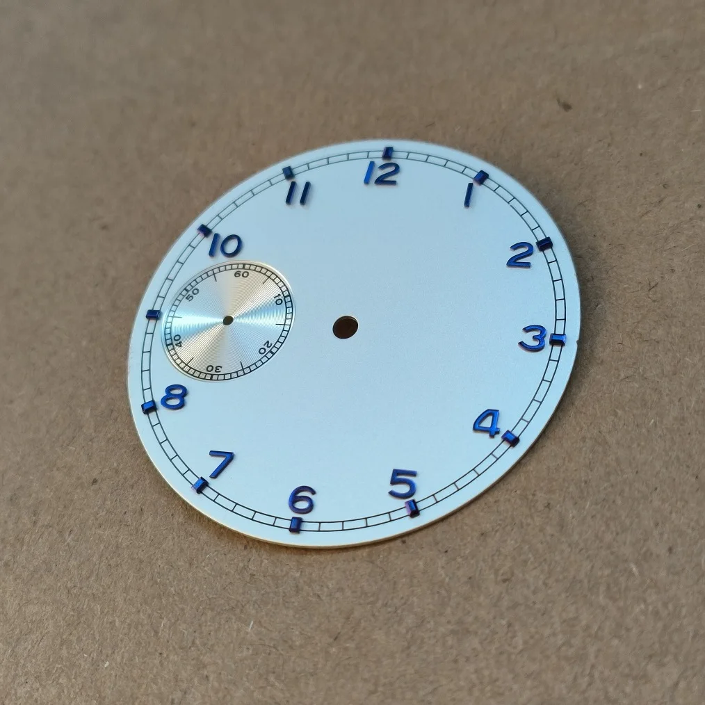 Watch dial sandblast Pearl white Watch dial Blue number suitable for ST3600 ETA6497 movement dial diameter 37mm thickness 0.4mm image 2