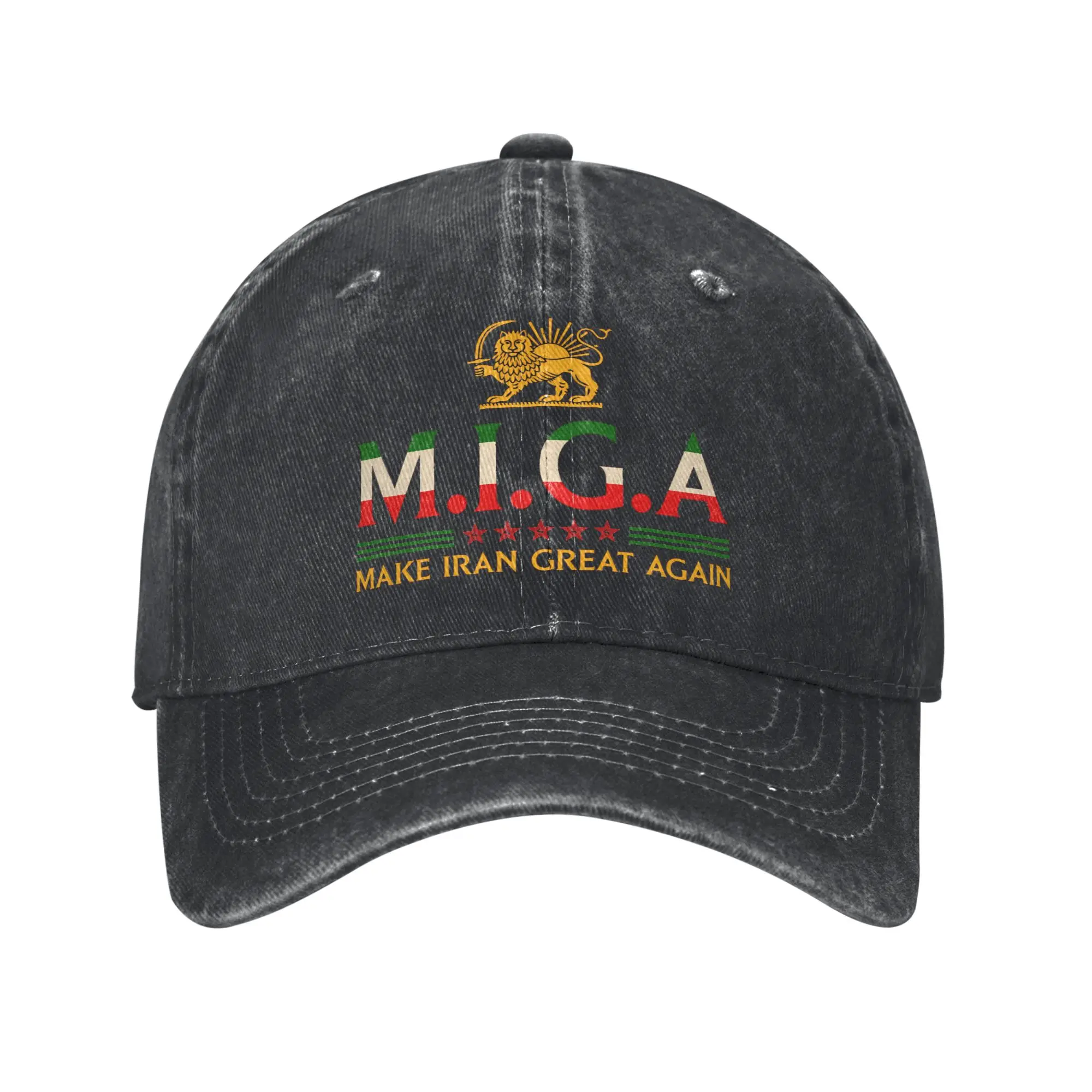Iranian Make Iran Great Again Emblem Of Iran MIGA  Print Cap for Men Women Cotton Trucker Hat Daily Wear Baseball Cap Adjustable