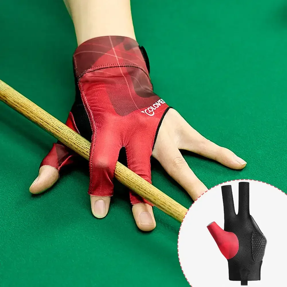 Open Finger Billiard Gloves Breathable Polyester Snooker Pool Gloves Adjustable Sticker Smooth Soft Lightweight Amateur Training