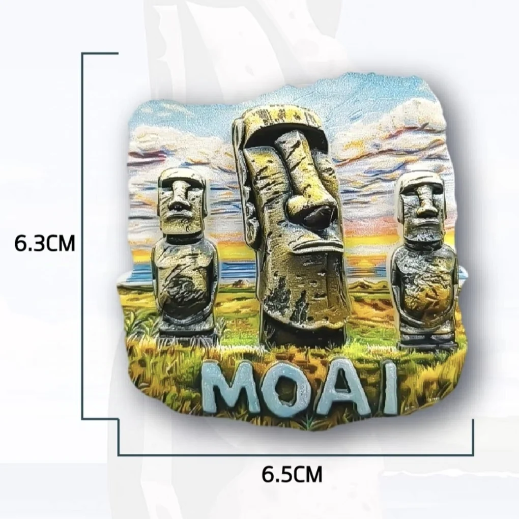 North America Chile Moai Resin 3D Fridge Magnets Tourism Souvenir Refrigerator Sticker Handicraft Gift Decoration