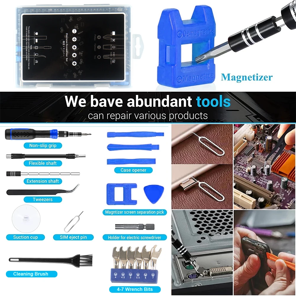 115/122/160 In 1 Precision Screwdriver Sets, Computer Repair Kit with Mini Wrench and Screw Remover,For Tablets,Watches,Iphones