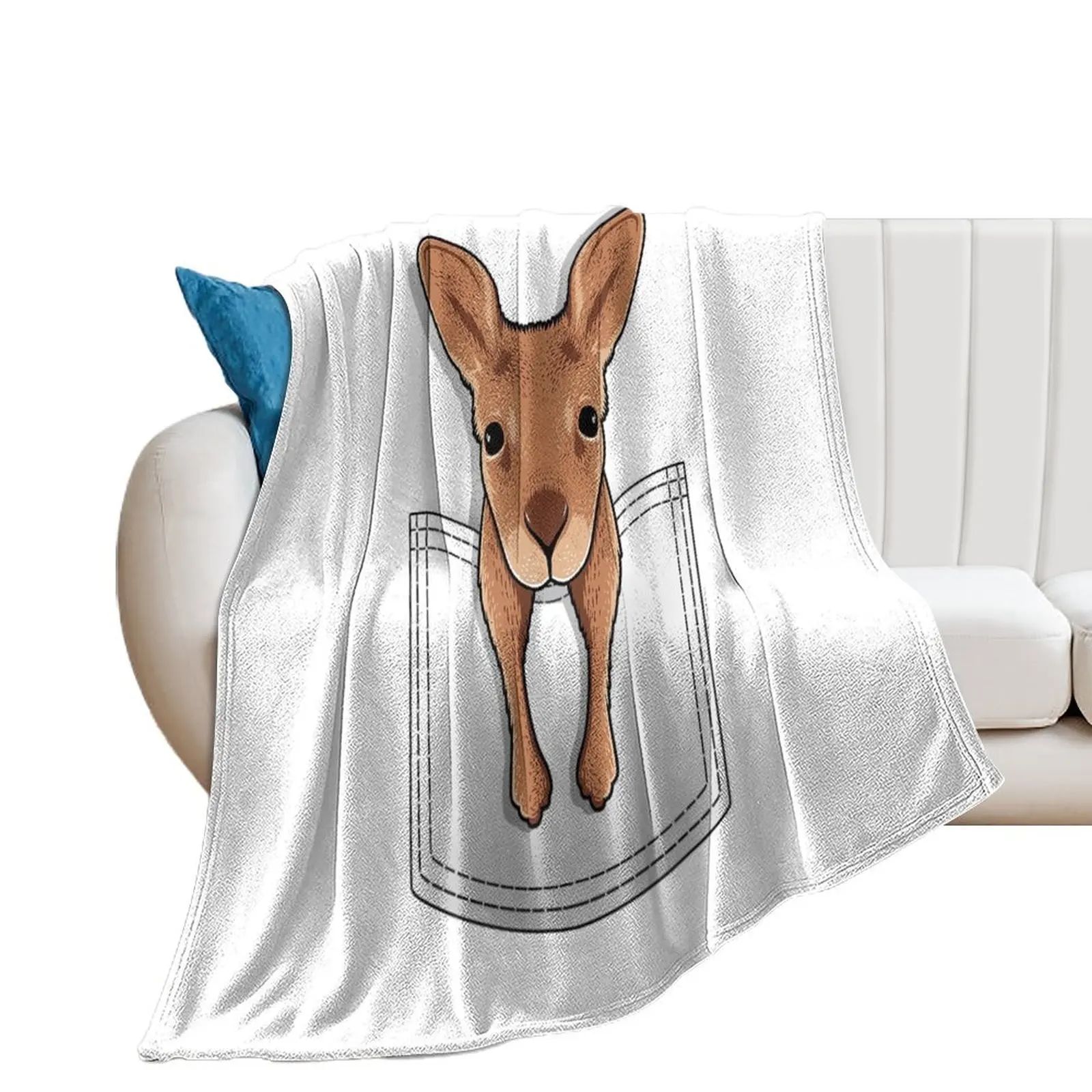 

Cute Wallaby Animal Throw Blanket Summer Beddings Plaid on the sofa Plaid Blankets