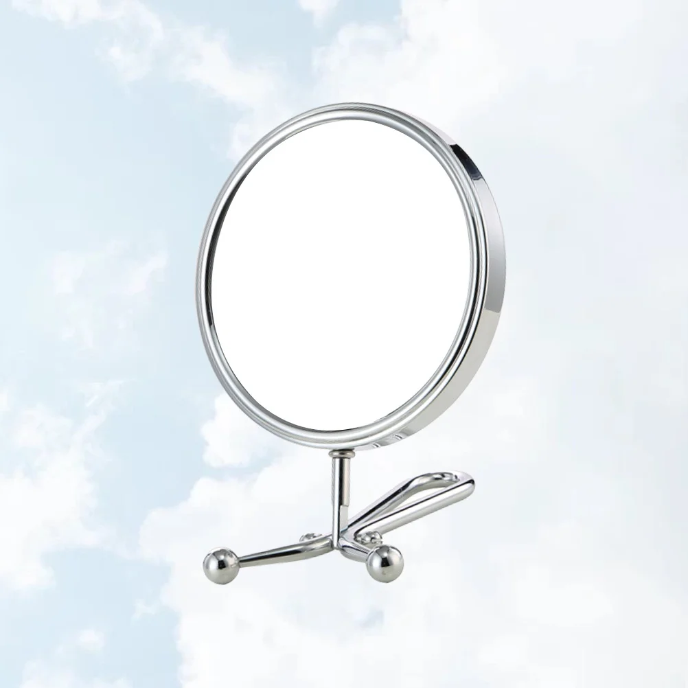 

Foldable Makeup Mirror Portable Toilet Glass with Metal Frame Magnifying Hand Mirror for Bedroom Bathroom Use Silver