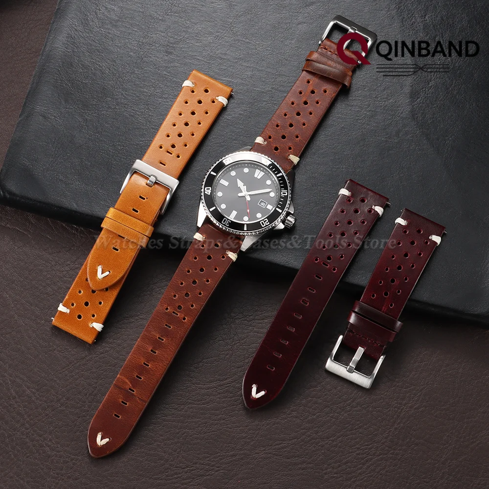 Atmungsaktives Ölwachs-Uhrenarmband aus Rindsleder 20mm 22mm für Samsung Galaxy Watch 7/6/5/4 für Smartwatch-Armband Echtes Leder Handgelenksband – Detail 10