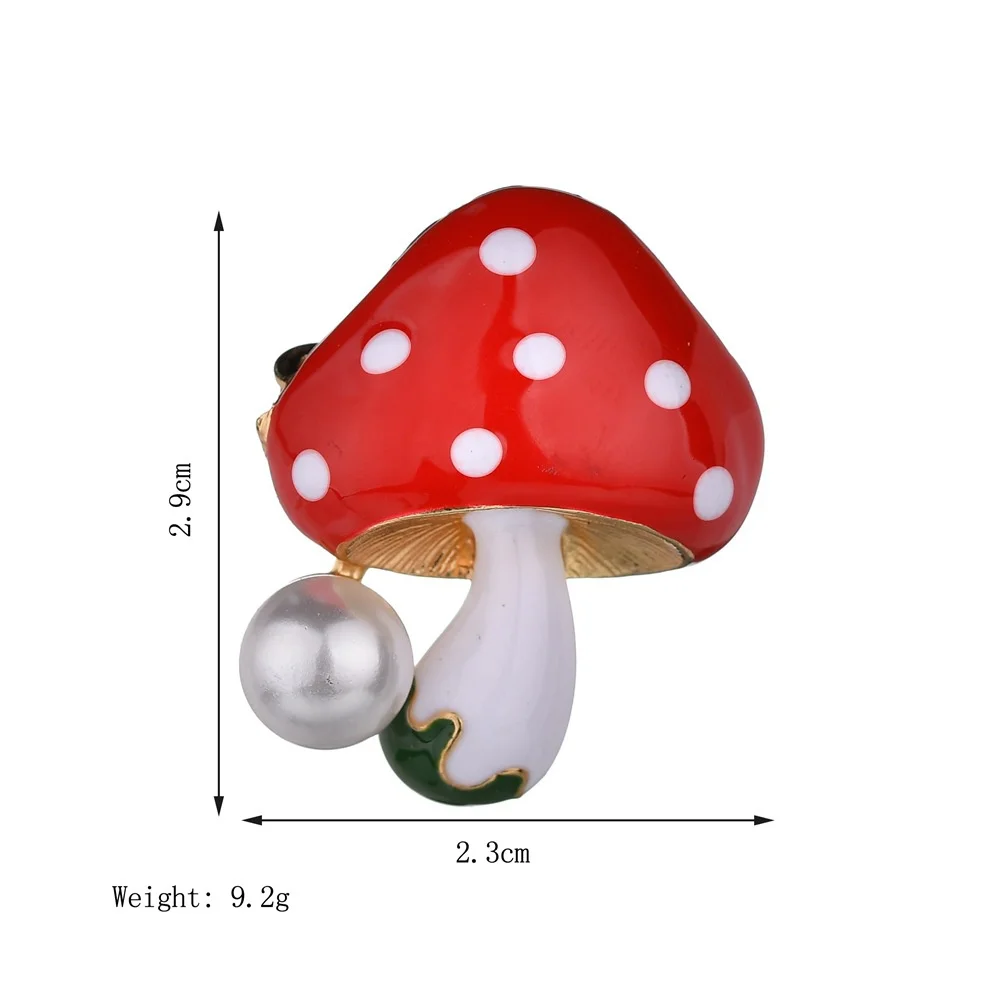 Women Pearl Mushroom Brooch Buckle Pin Clothing Bags Accessories
