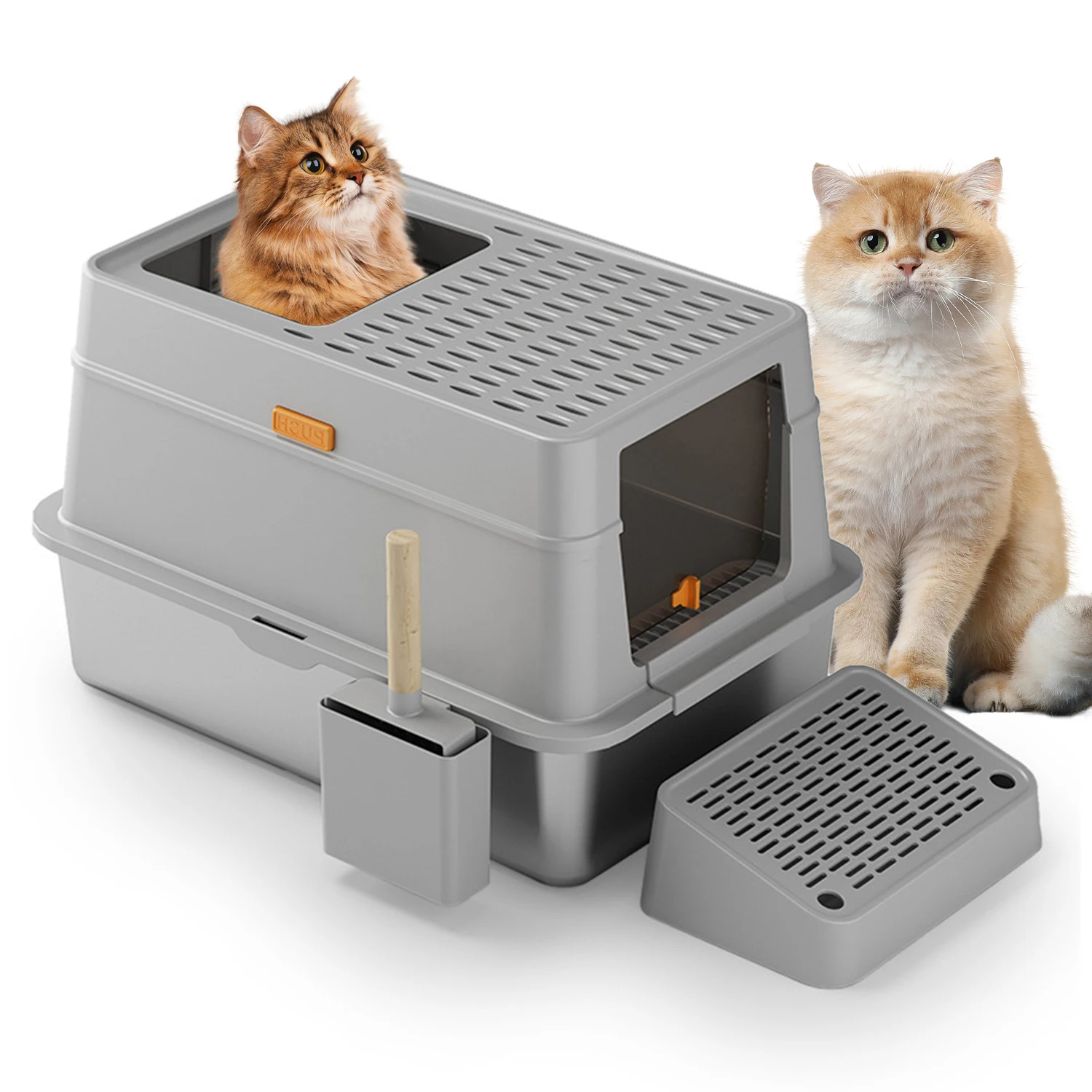 Image of Top Front Entry Kitty Sandbox Lettiera per gatti Semi-chiusa Vassoio per gatti antispruzzo Forniture per lavabo per gatti Toilette per animali domestici Padella per gatti cod004