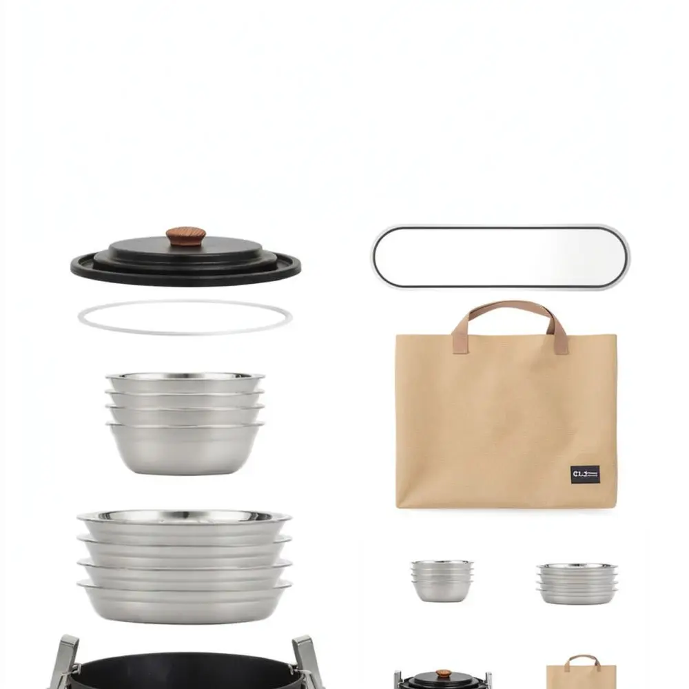 For For CLS Camping Cookware Set Portable Outdoor Pot Pan Kettle Kit Picnic Hiking Cooking Gear Lightweight Equipment