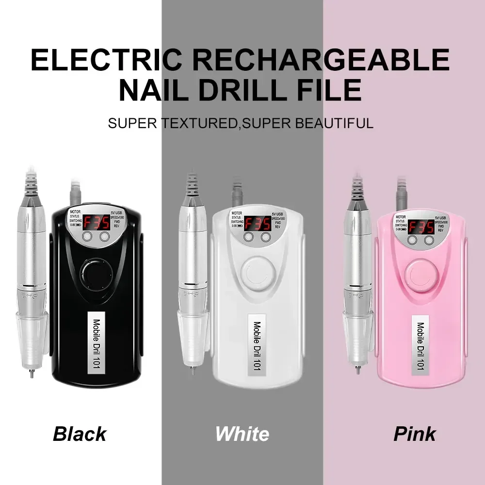 Trapano per unghie professionale 35000 giri/min Manicure elettrica ricaricabile a basso rumore con levigatrice per lucidatura per nail art