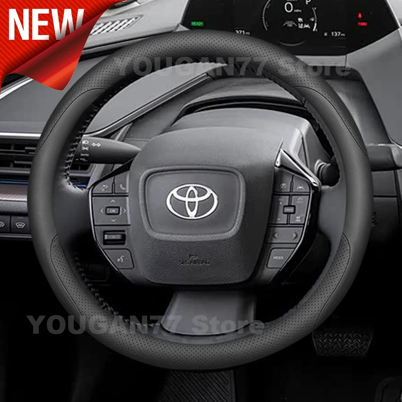 Leather Car Steering Wheel Cover For NEW Toyota Prius Hybrid PHEV 2023-2025 2026 Auto Interior Toyota Prius Accessories 2026