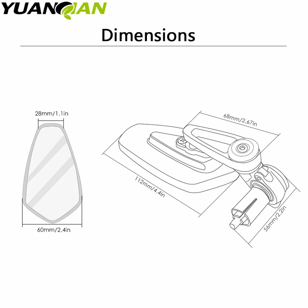 مرآة جانبية للرؤية الخلفية للدراجات النارية ، مرآة نهاية القضيب بمقبض ، مناسبة لـ ign ، BMW ، كاواساكي ، هوندا ، سوزوكي ، "، 22 يللي ، معظم الدراجات النارية ، جديدة