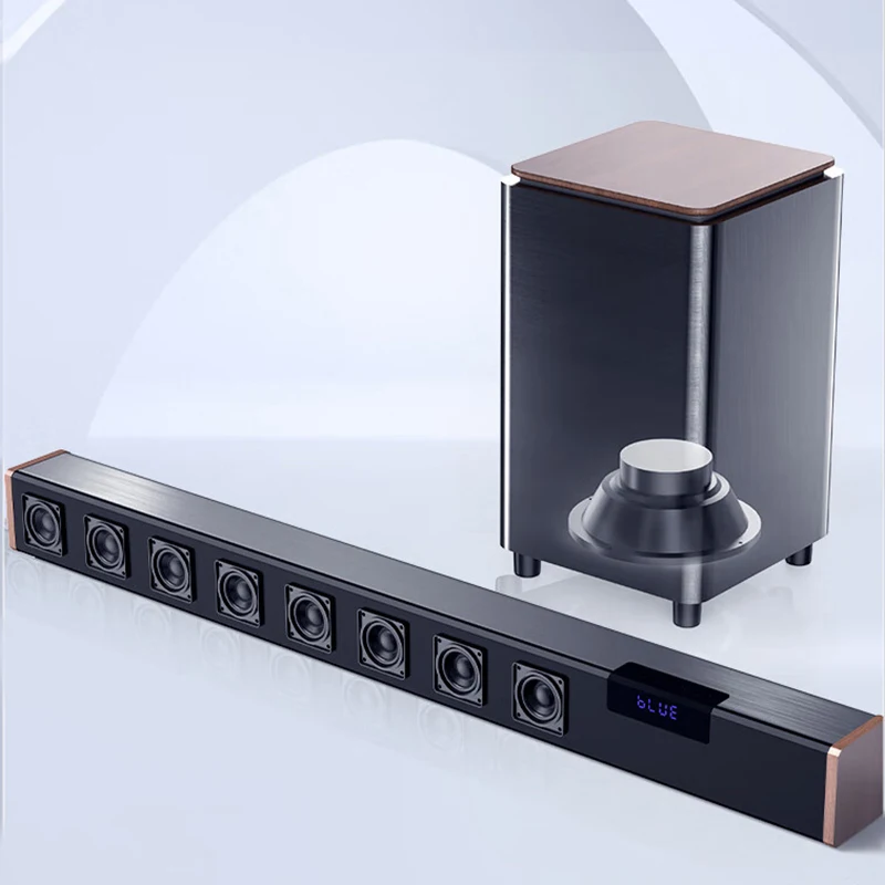 

Bluetooth Wireless Soundbar with Dual Wireless Microphone & Independent Subwoofer Wood and Plastic Material for TV