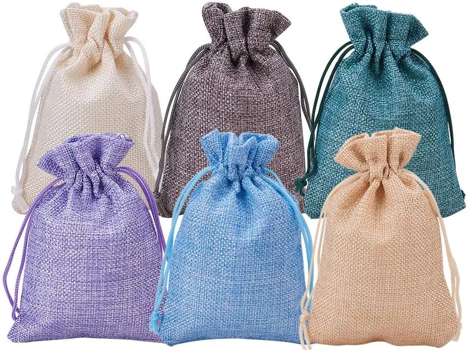 

30pcs 6Color Burlap Bags with Drawstring Gift Bags Jewelry Pouch for Festival Gift CandyPcsing Wedding and DIY CraftPcsing