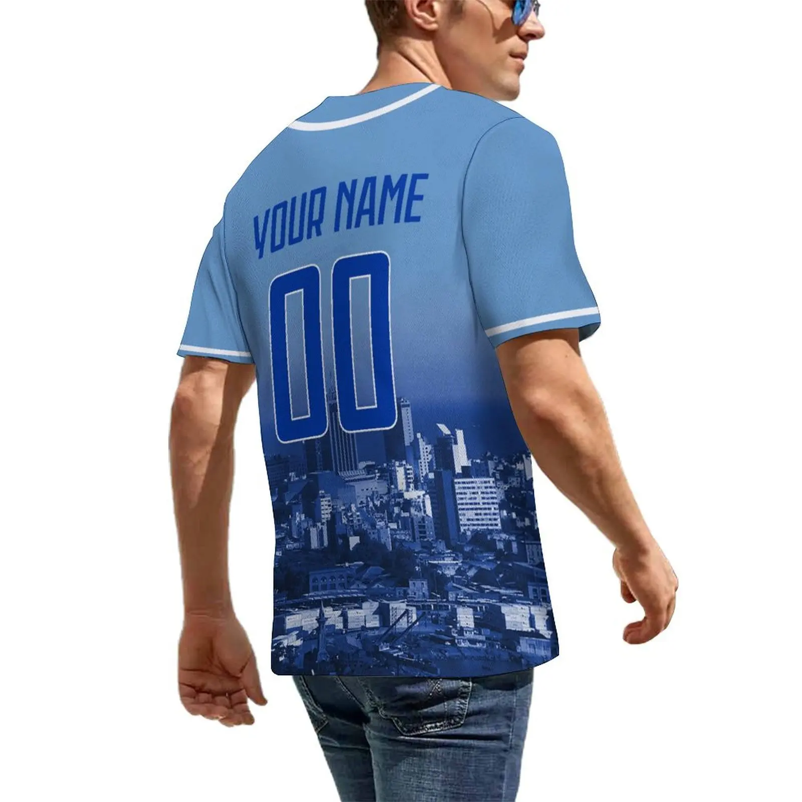 Custom Montenegro Baseball Jersey Personalized Name Number Baseball Shirt with City Skyline for Men Women Youth Kids view 4