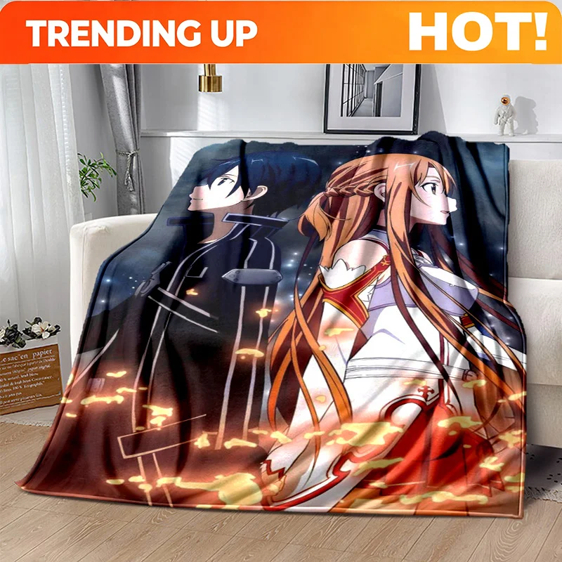 Customize 1pc SAO Two Heroes in Battle Anime Blanket- Soft Flannel All-Season Bed Sheet with Dynamic Action Scenes, Lightweight,