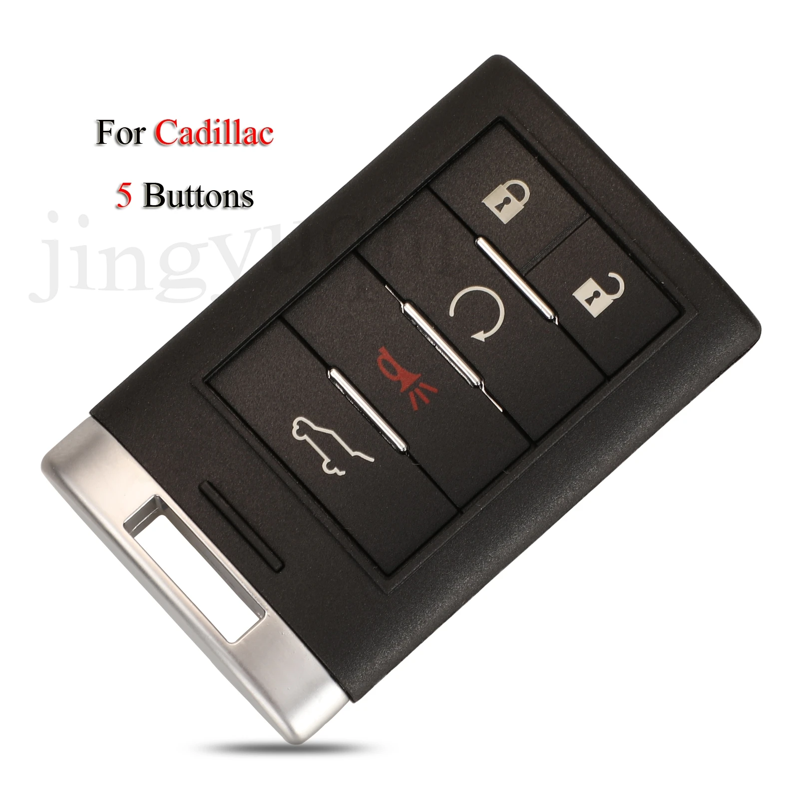 

jingyuqin Remote Car Key Shell For Cadillac STS CTS SRX XTS ATS 2010-2012 2015 5Buttons With HU100 Uncut Blade Card Case